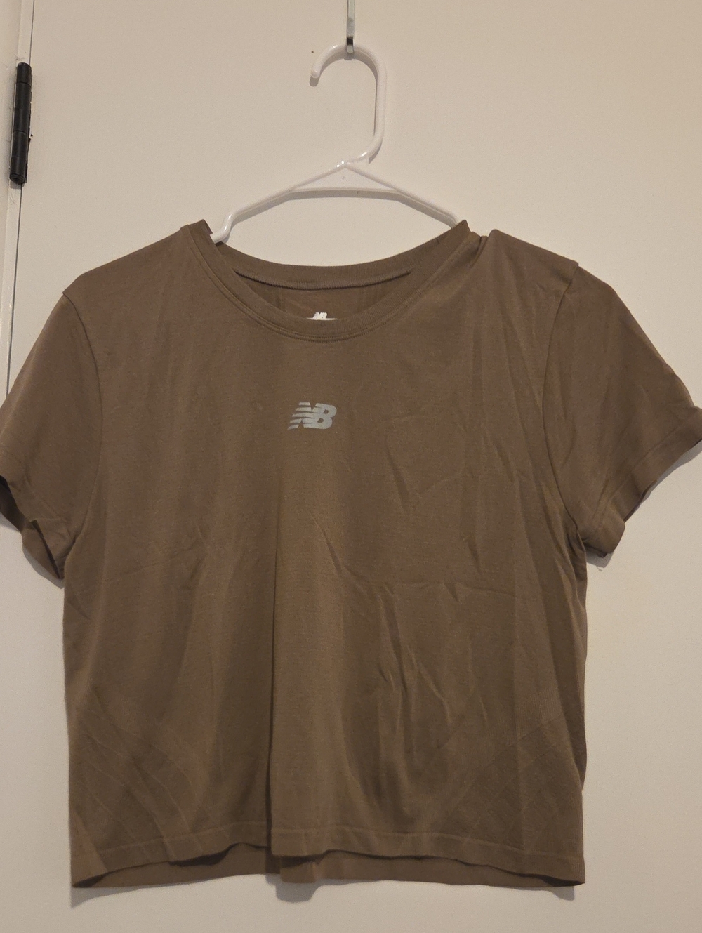 New Balance Brown Crop Tee with Logo